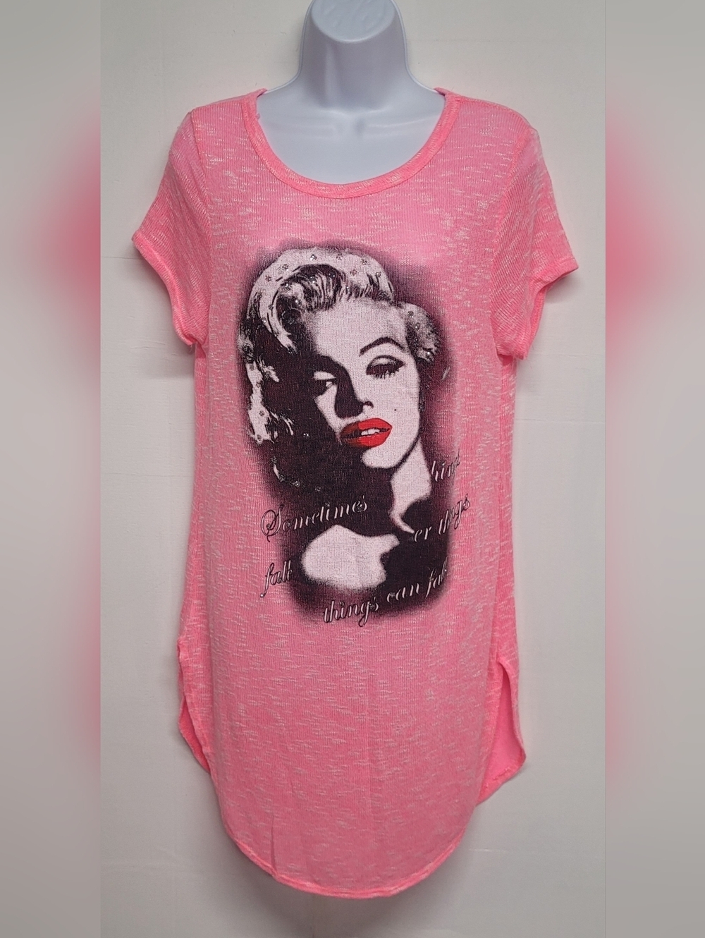 Blush 1X Vintage Neon Pink Extra Long Top Dress Lightweight Marilyn Monroe